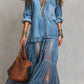 Boho Sheer Panel Maxi Shirt Dress - Chic by Taj