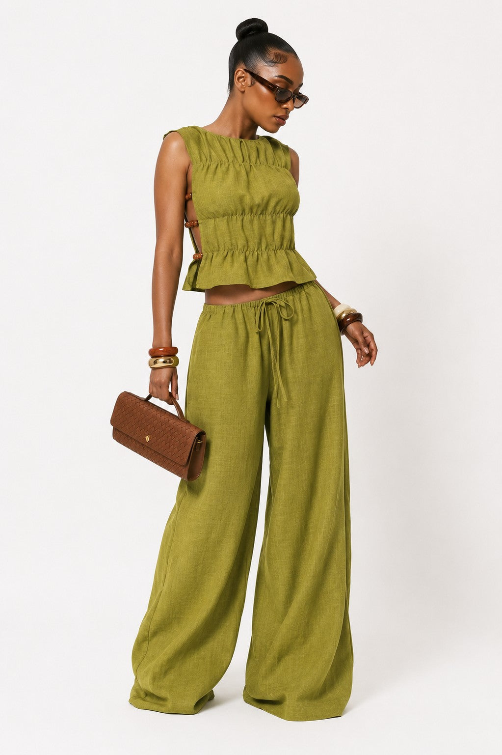 Wide Leg Linen pants set