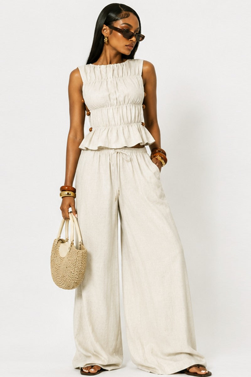 Wide Leg Linen pants set
