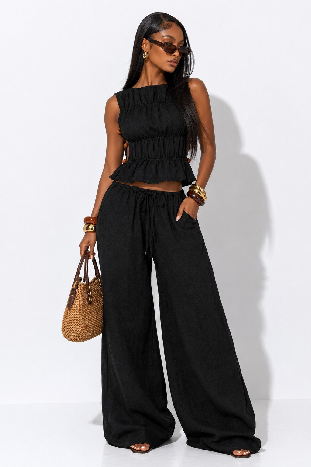 Wide Leg Linen pants set