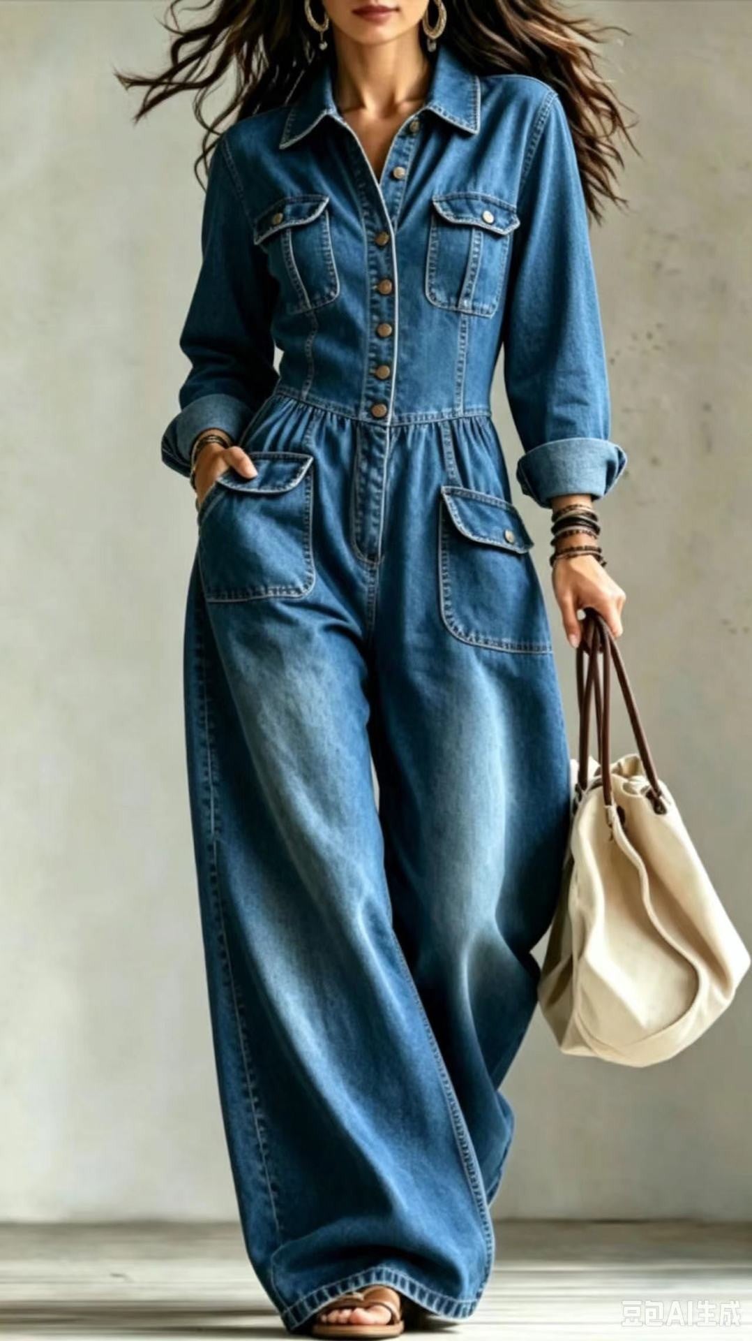 Denim Wide Leg Jumpsuit