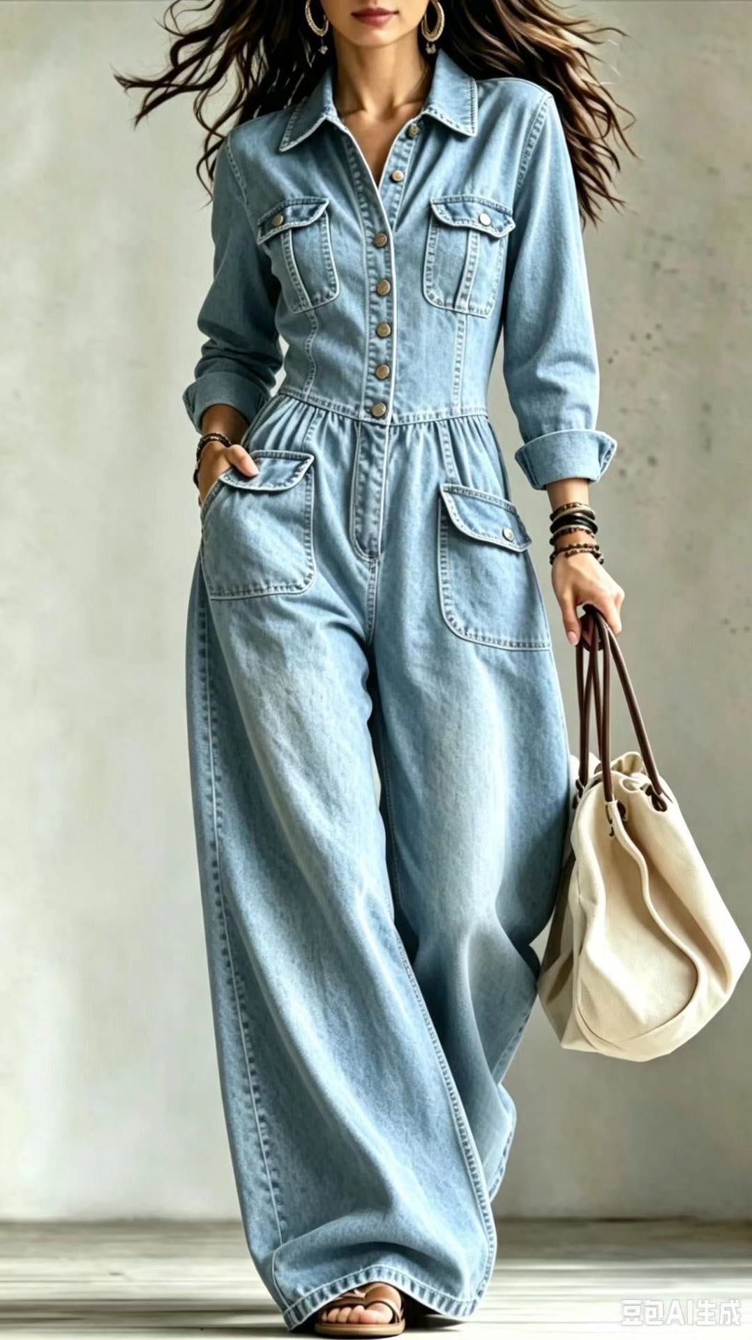 Denim Wide Leg Jumpsuit