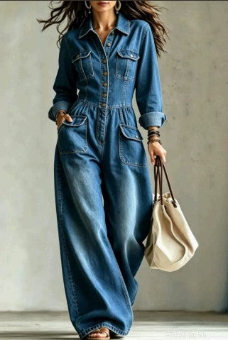 Denim Wide Leg Jumpsuit