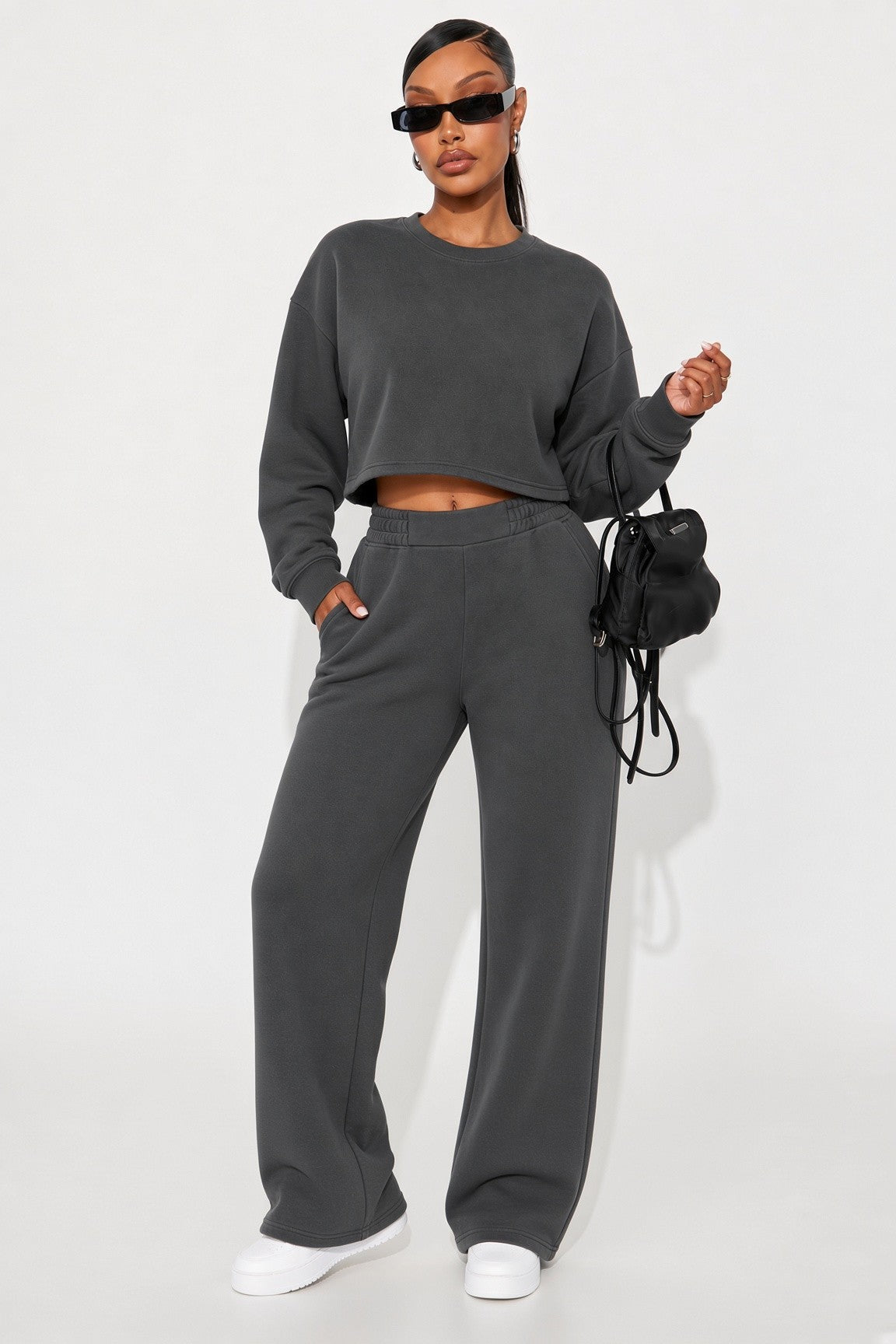 Crew Neck Pullover Fleece Pant Set