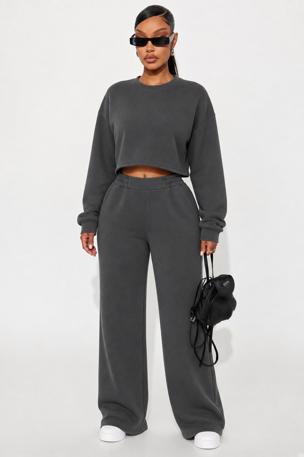 Crew Neck Pullover Fleece Pant Set