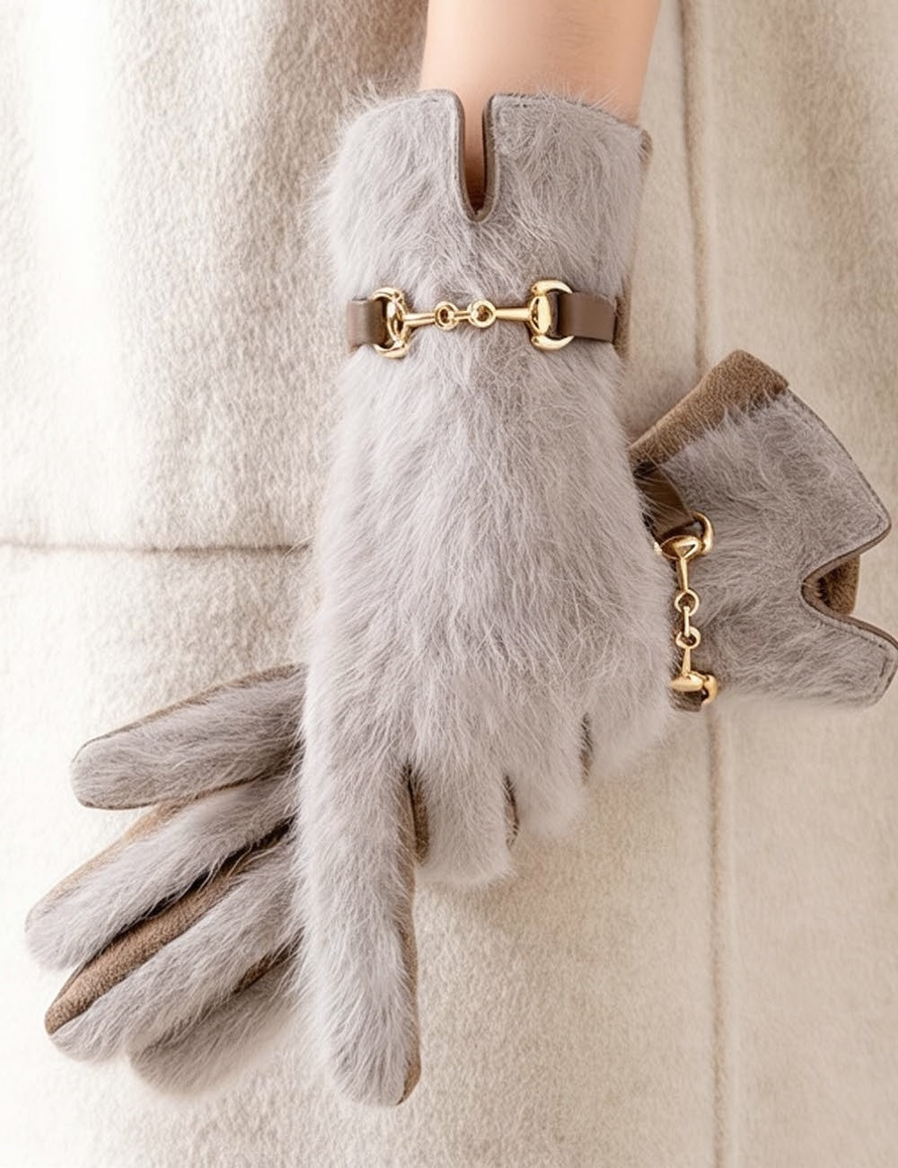 Fuzzy Plush Thermal Touch Screen Winter Gloves