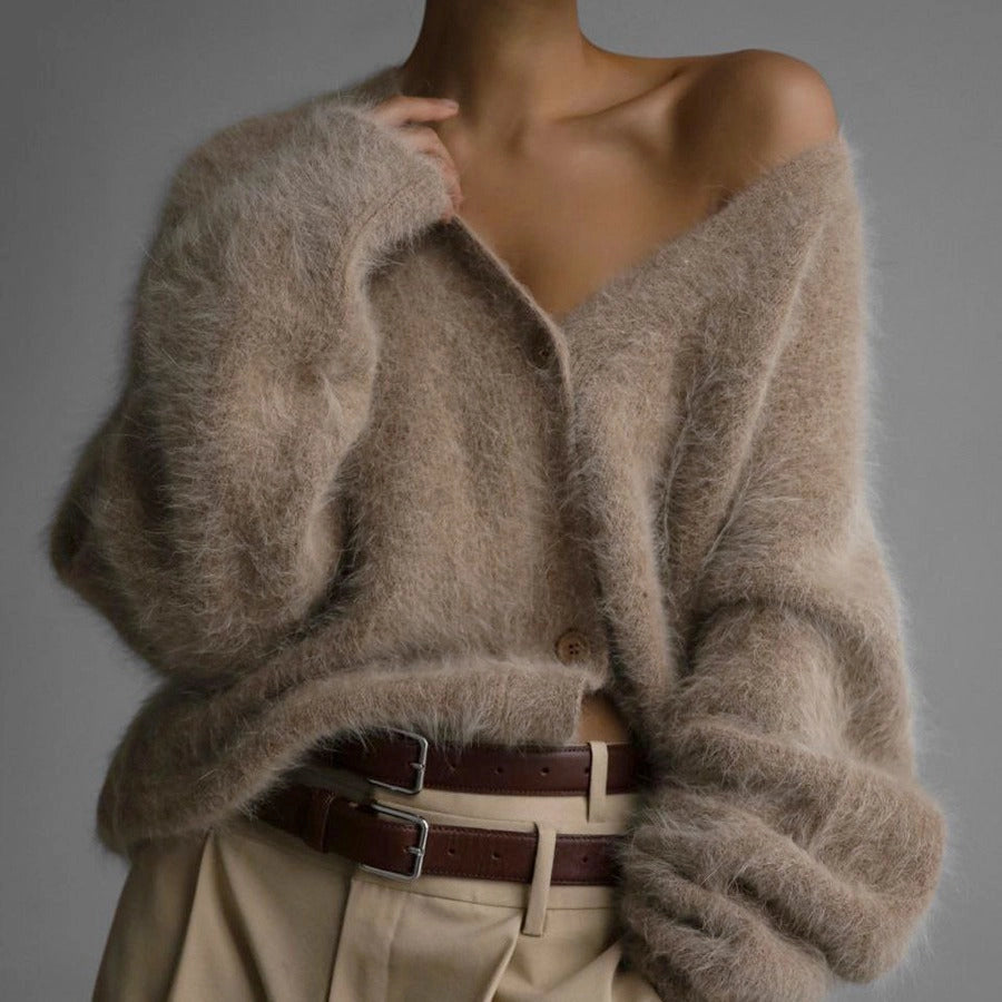Cozy Faux Mink Knit Cardigan