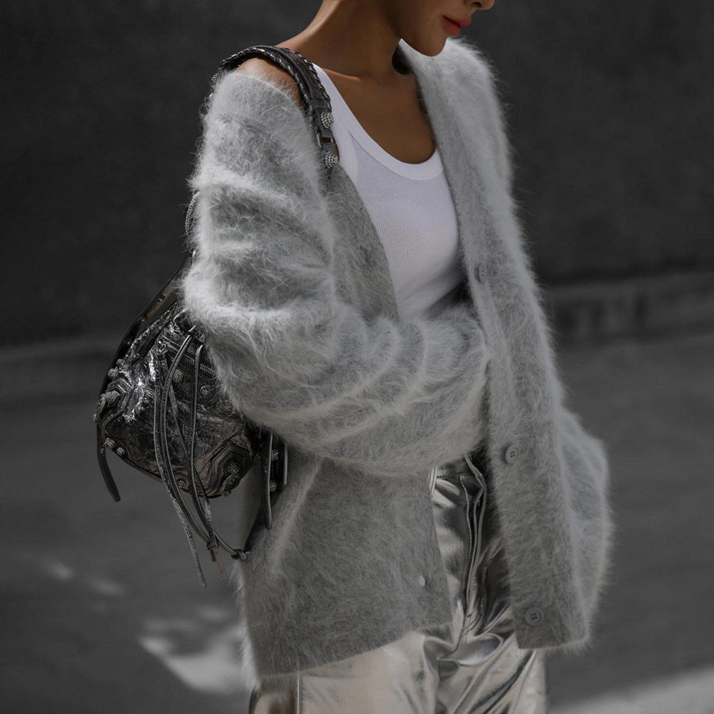 Cozy Faux Mink Knit Cardigan