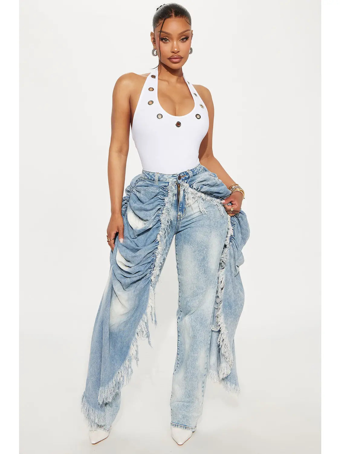 Distressed Skirt Jeans