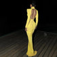 Backless Pleated Floor-Length Dress - Chic by Taj