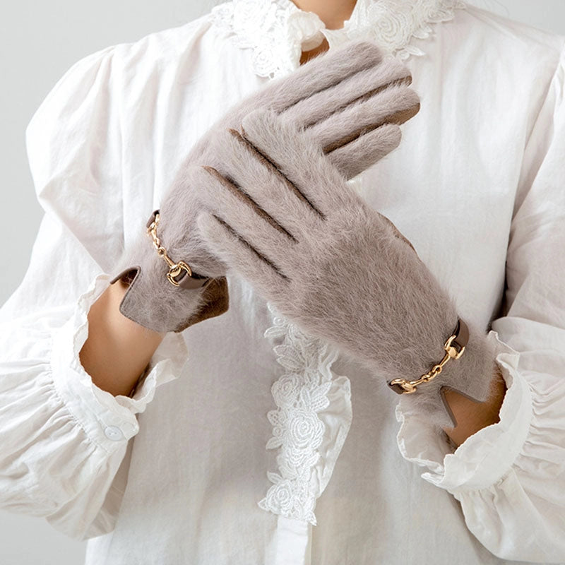 Fuzzy Plush Thermal Touch Screen Winter Gloves