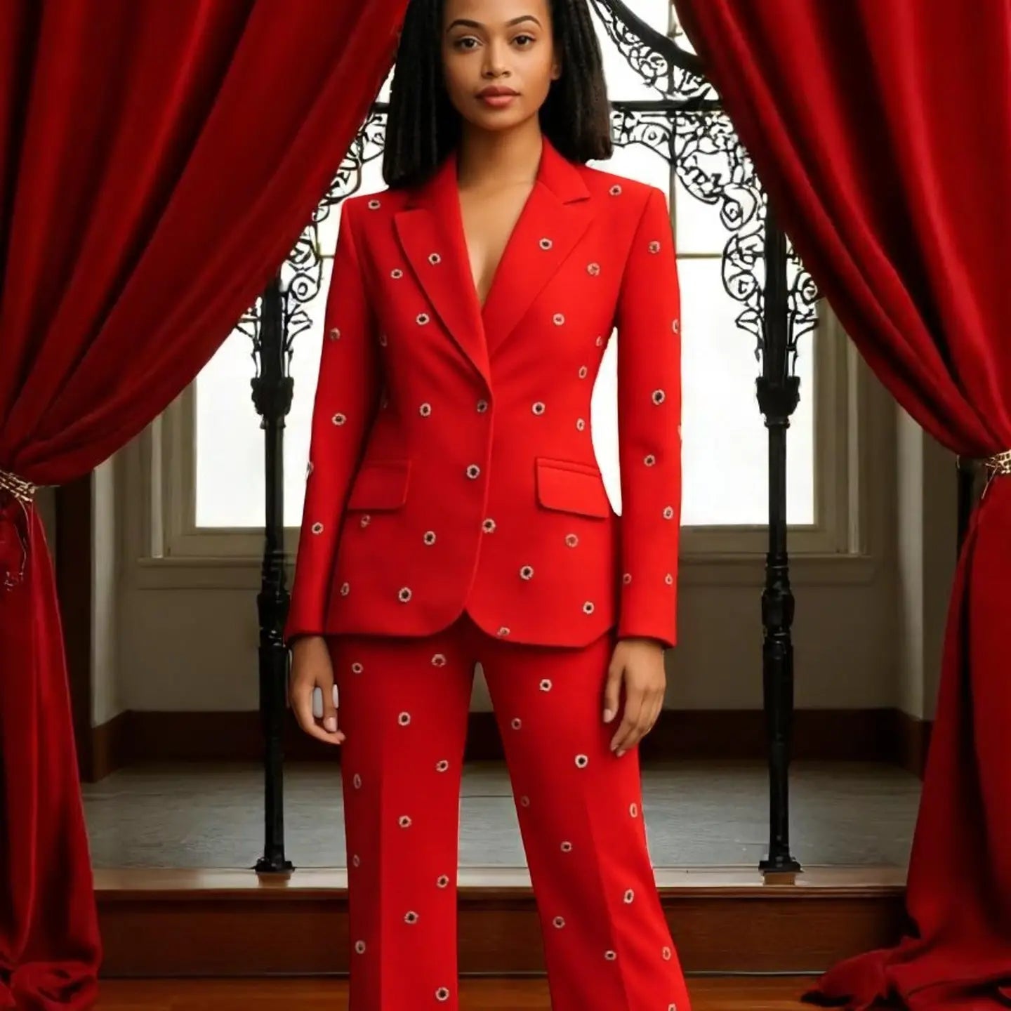 Power Muse" One-Button Fitted Blazer Set