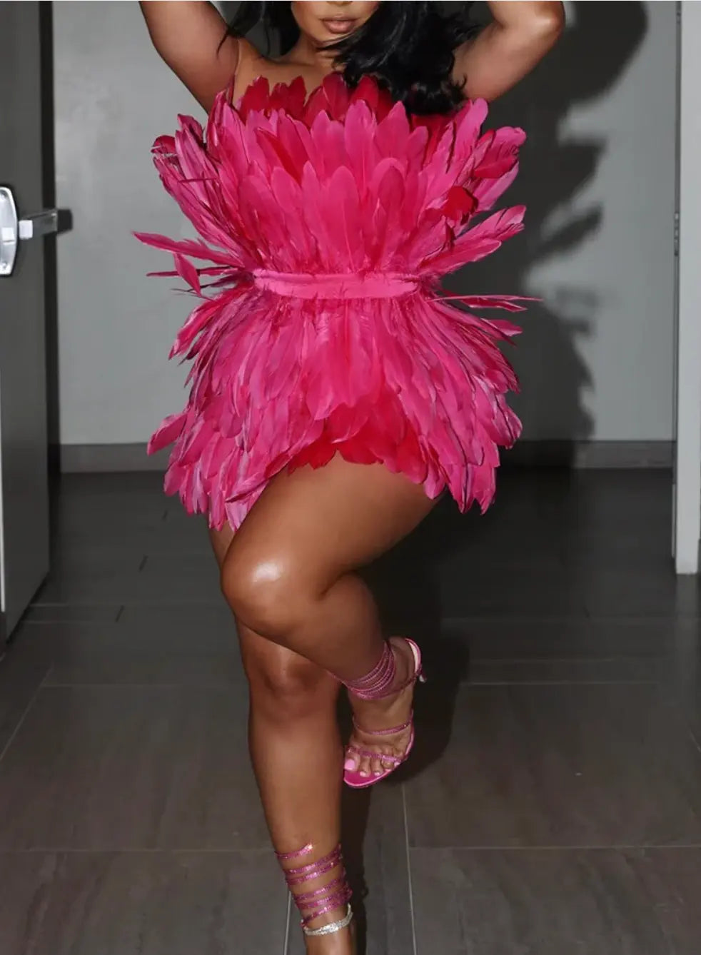 TAJ FEATHER N FLAIR DRESS.   ( ship next day ) - Chic by Taj