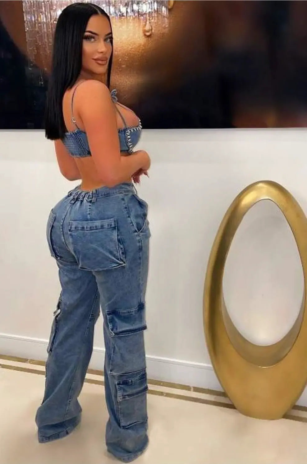 TAJ DENIM POCKET PANTS - Chic by Taj