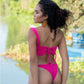 One Shoulder Gold Ring Corset Back Bikini Top Chic by Taj