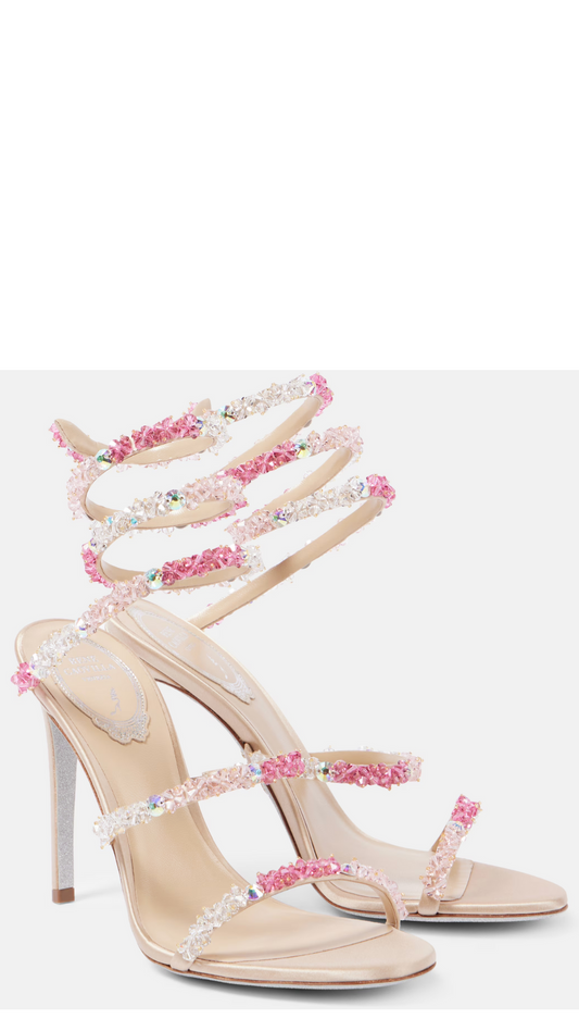 Cinderella crystal-embellished leather sandals