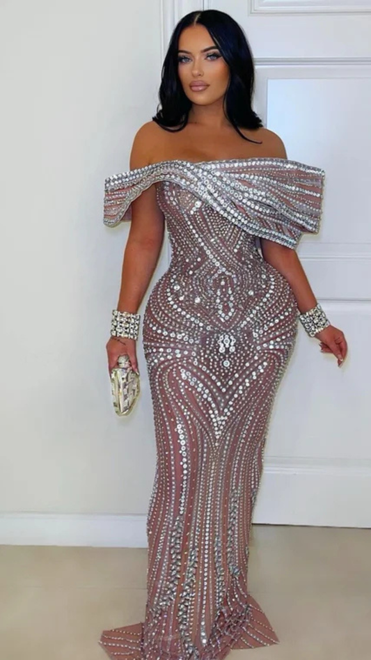 crystal gown (Nude/silver)