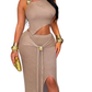 Off Shoulder Crop Top & High-slit Maxi Set - Chic by Taj