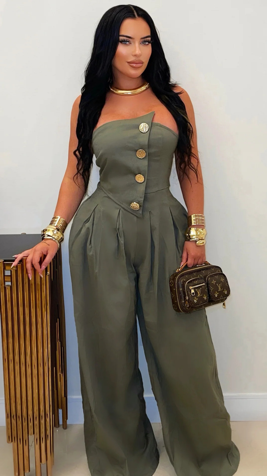palazzo jumpsuit (Olive/gold)