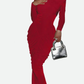 Backless Pleated Floor-Length Dress - Chic by Taj