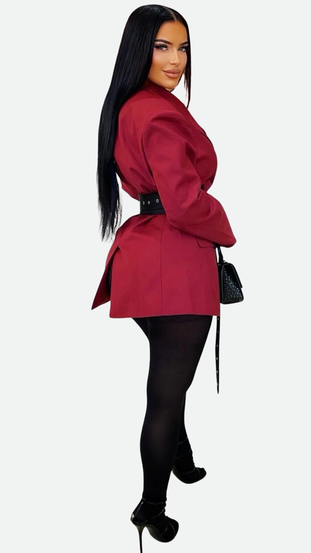 belted blazer dress (Grey/black)