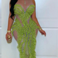 Glam Dress (Lime/Nude) - Chic by Taj