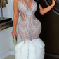 Crystal Glam Dress (White/Nude) - Chic by Taj