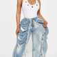 Distressed Skirt Jeans - Chic by Taj
