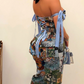 Verti Corset Pants Set (Blue Multi) - Chic by Taj