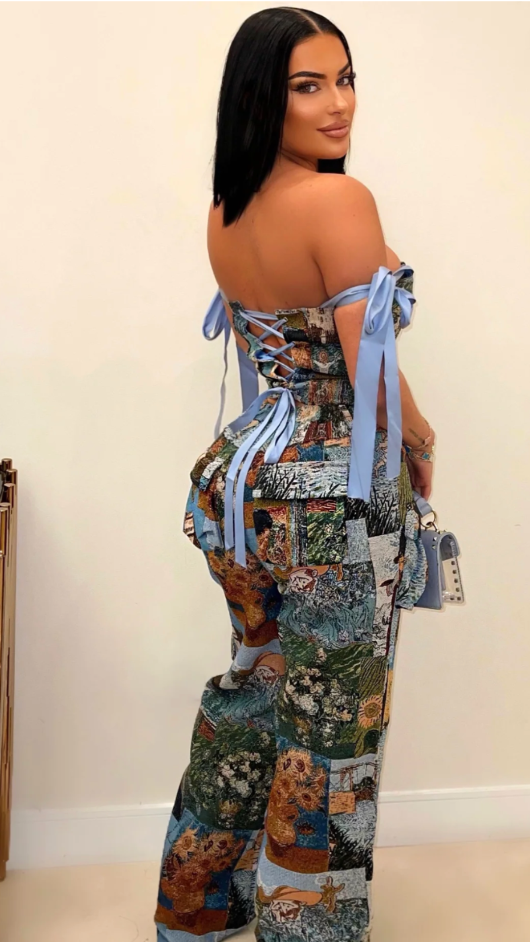 Verti corset pants set (Blue multi)  Ship Next Day Chic by Taj