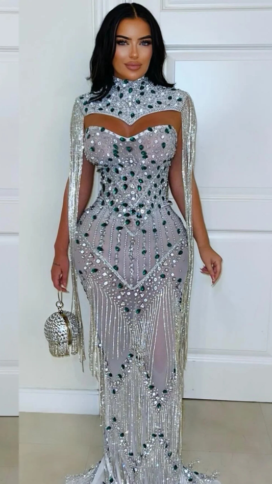 Crystal Gown (White/Emerald)