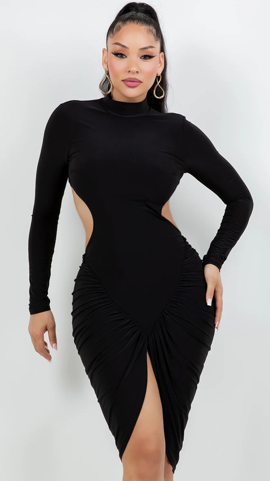 Ruched Cutout Midi Dress