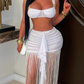 Resort Fringe Skirt Set (Nude) - Chic by Taj