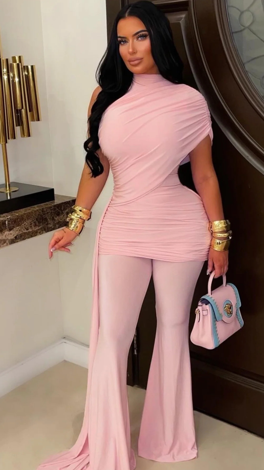 ruched pants set (Pink) Dress