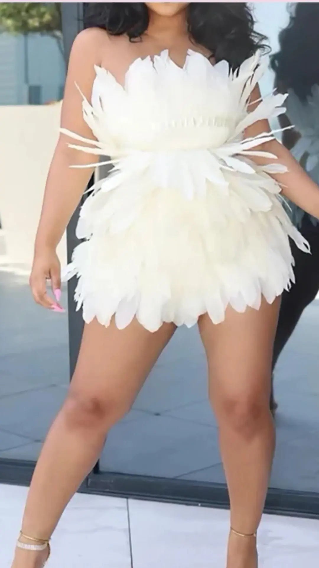 TAJ FEATHER N FLAIR DRESS.   ( ship next day ) - Chic by Taj