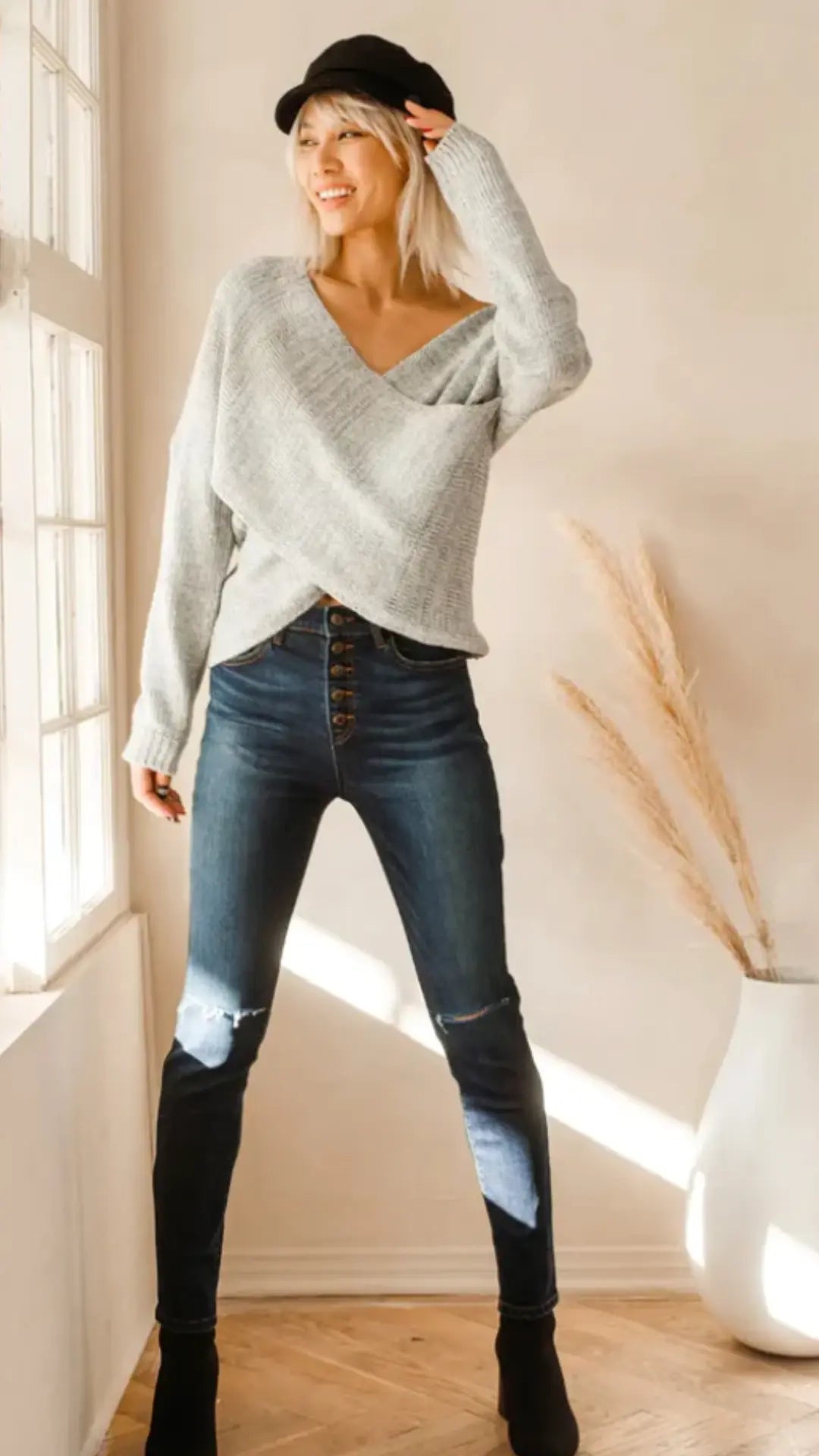 TAJ DENIM CUT PANTS - Chic by Taj