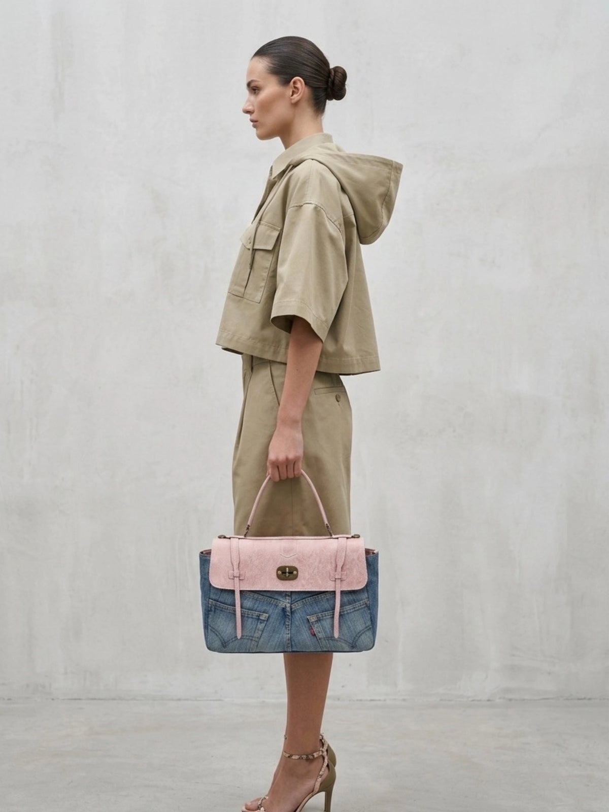 Denim & Vintage Leather Satchel