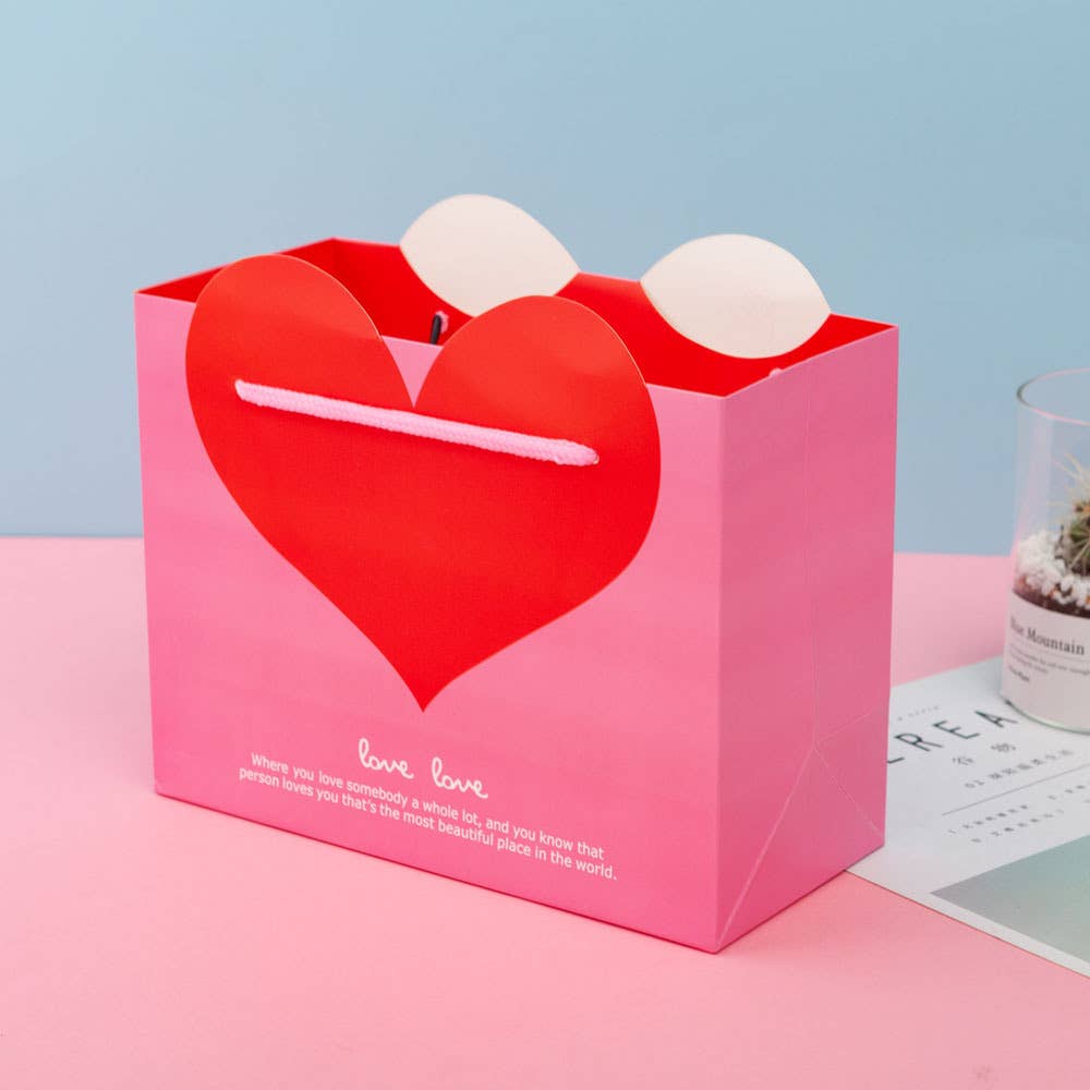 ByHome - 10pcs, 5 colors dual-colored Love heart gift bag w/ tissue