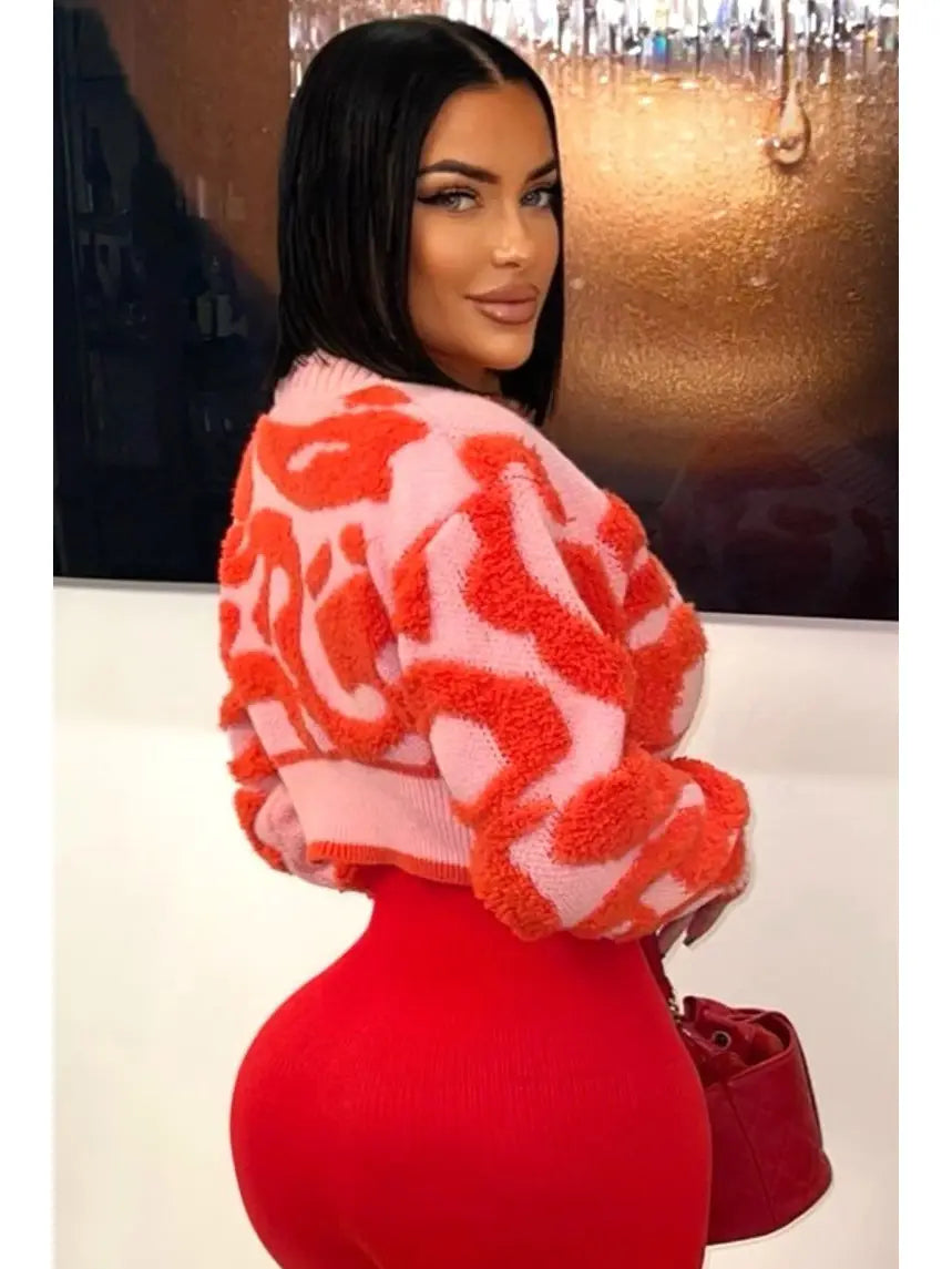 Color Block Crop Sweater Cardigan