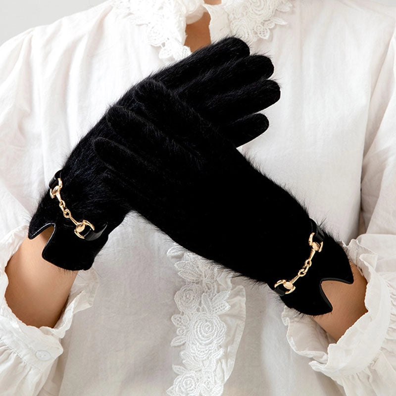 Fuzzy Plush Thermal Touch Screen Winter Gloves