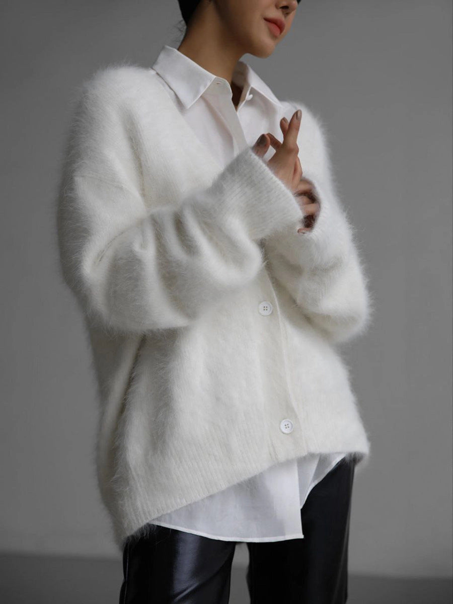 Cozy Faux Mink Knit Cardigan