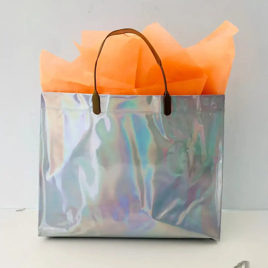 ByHome - 12pcs, 2 sizes Laser reflective sliver handle PVC gift Bag