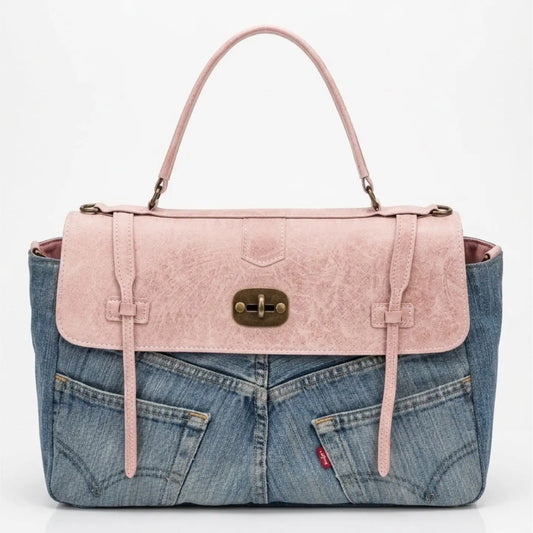 Denim & Vintage Leather Satchel