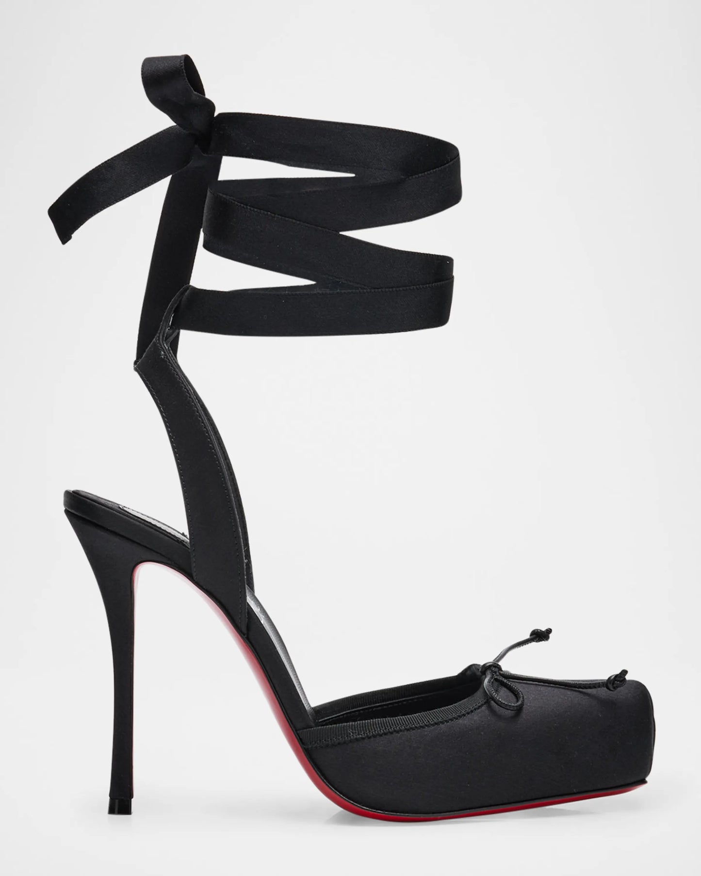 Silk Ankle-Tie Ballerina Pumps