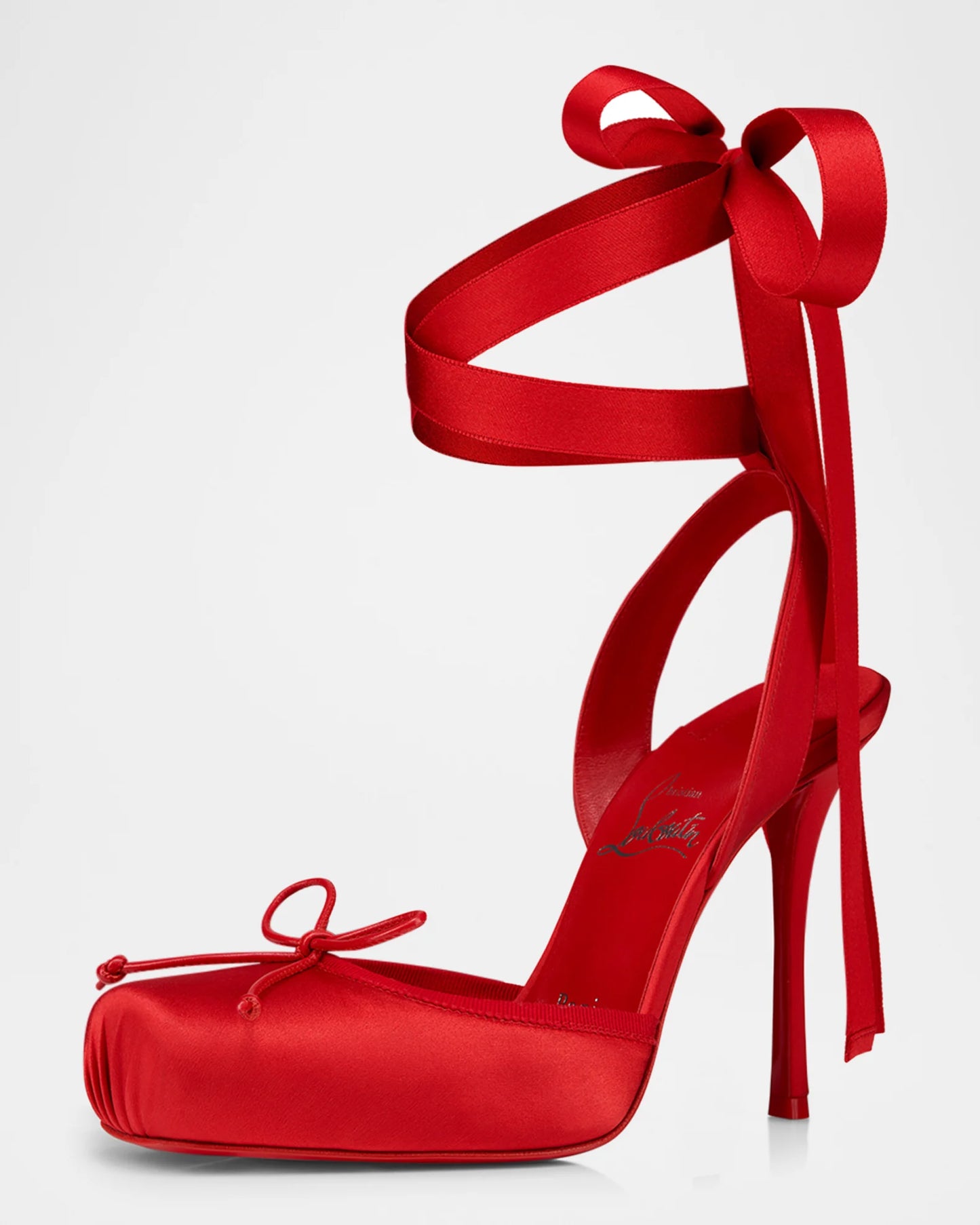 Silk Ankle-Tie Ballerina Pumps